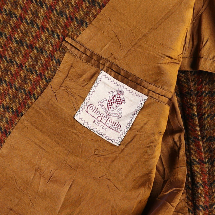 CollegeTown Check Pattern Wool Tailored Jacket, Men's Size Medium, Vintage unclear brown type Vintage Second Hand