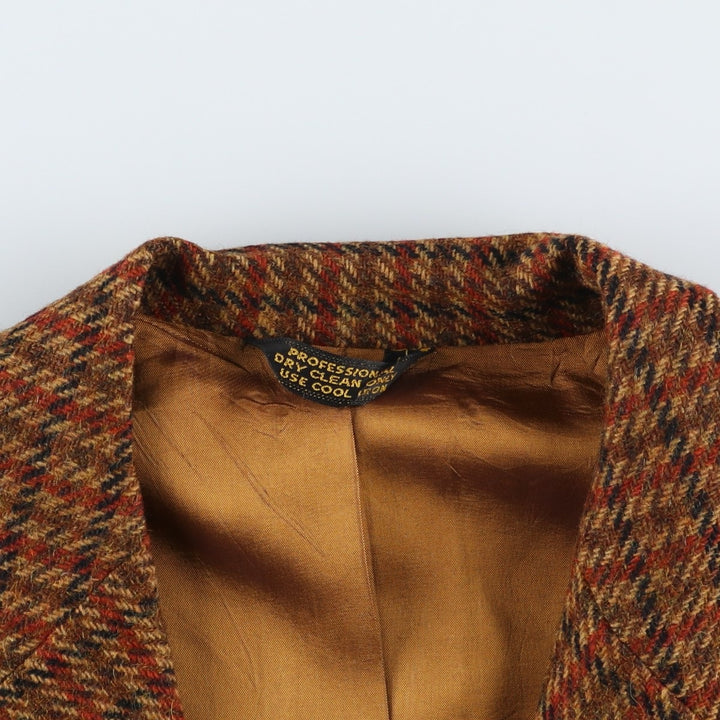 CollegeTown Check Pattern Wool Tailored Jacket, Men's Size Medium, Vintage unclear brown type Vintage Second Hand