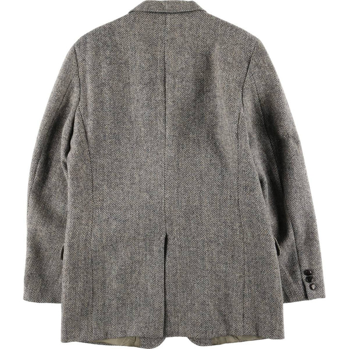70s-80'S Adams Row Harris Tweed Herringbone Wool Tailored Jacket, Made in USA, Men's Size L wool gray type Vintage Second Hand