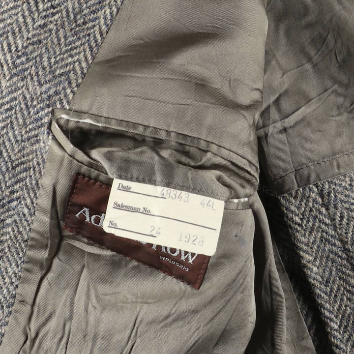 70s-80'S Adams Row Harris Tweed Herringbone Wool Tailored Jacket, Made in USA, Men's Size L wool gray type Vintage Second Hand