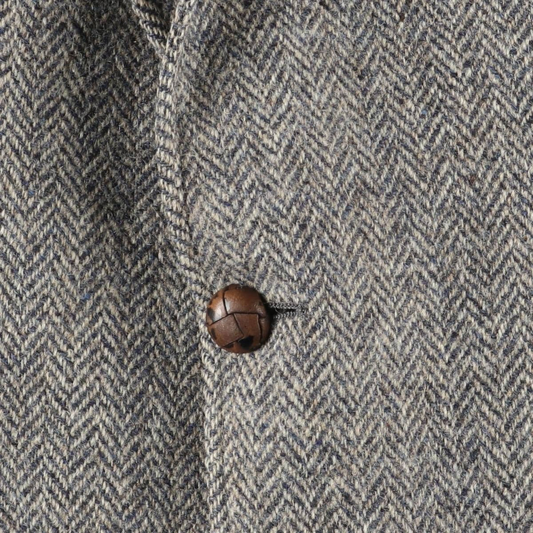 70s-80'S Adams Row Harris Tweed Herringbone Wool Tailored Jacket, Made in USA, Men's Size L wool gray type Vintage Second Hand