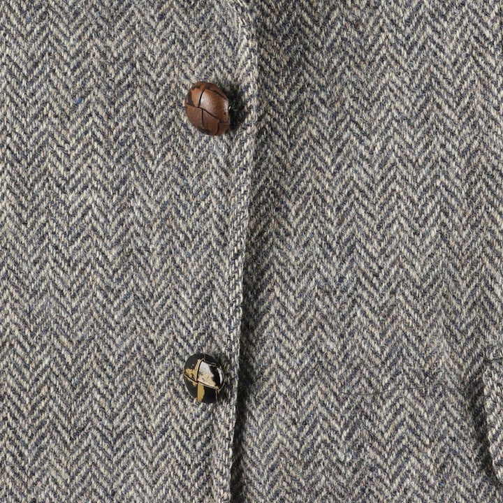 70s-80'S Adams Row Harris Tweed Herringbone Wool Tailored Jacket, Made in USA, Men's Size L wool gray type Vintage Second Hand