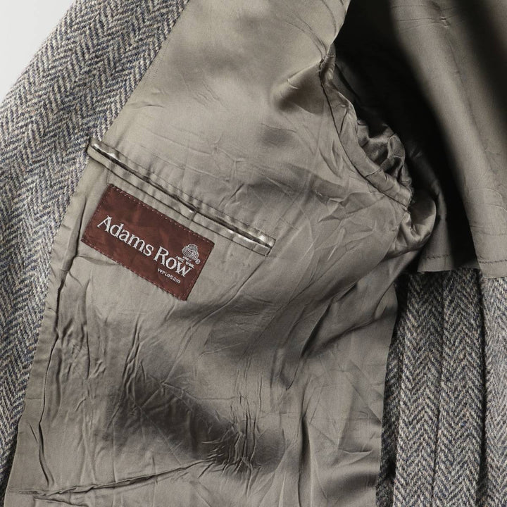 70s-80'S Adams Row Harris Tweed Herringbone Wool Tailored Jacket, Made in USA, Men's Size L wool gray type Vintage Second Hand