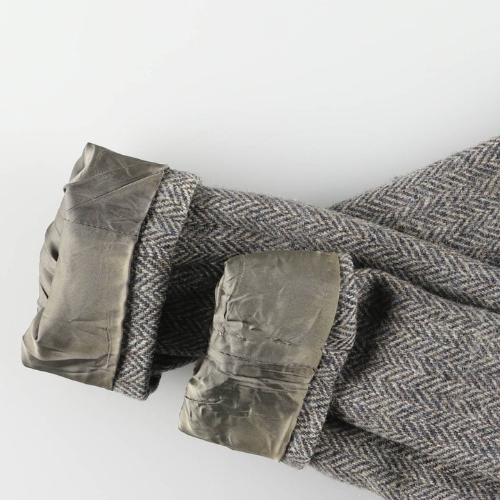 70s-80'S Adams Row Harris Tweed Herringbone Wool Tailored Jacket, Made in USA, Men's Size L wool gray type Vintage Second Hand