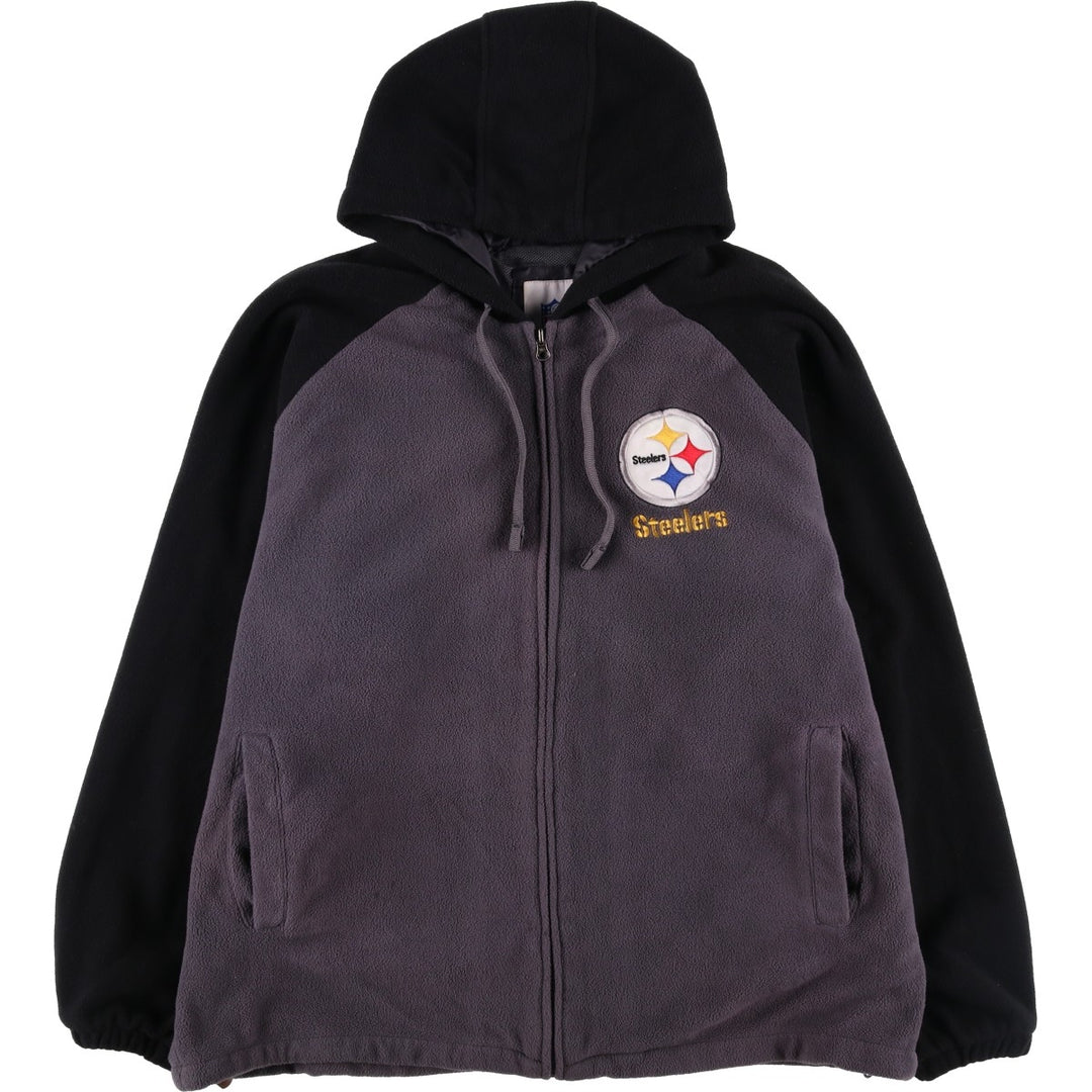NFL PITTSBURGH STEELERS Pittsburgh Steelers Fleece Full-Zip Hoodie, Men's Size L polyester gray type Vintage Second Hand
