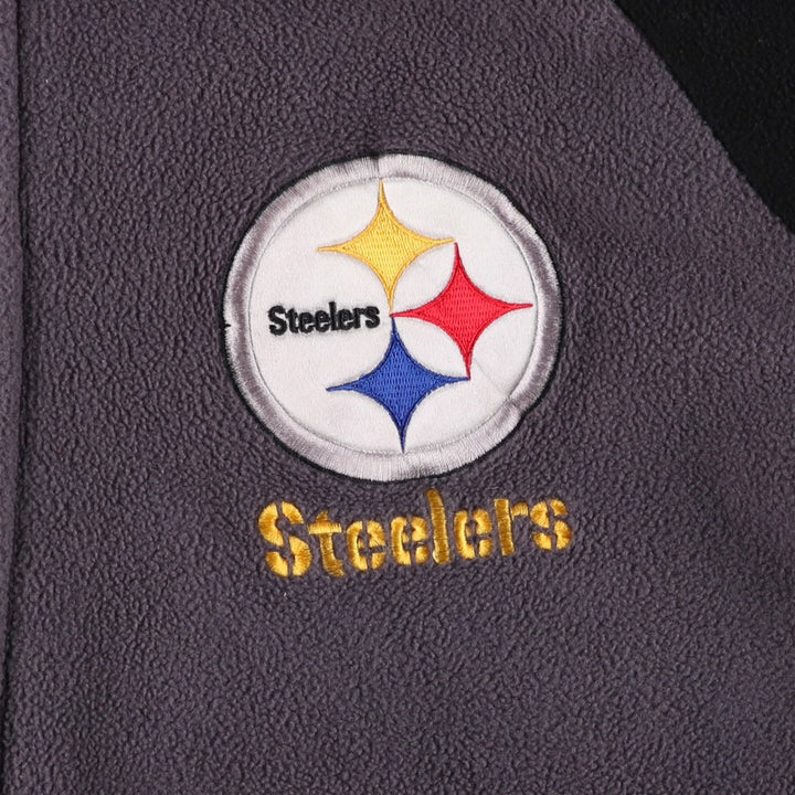 NFL PITTSBURGH STEELERS Pittsburgh Steelers Fleece Full-Zip Hoodie, Men's Size L polyester gray type Vintage Second Hand
