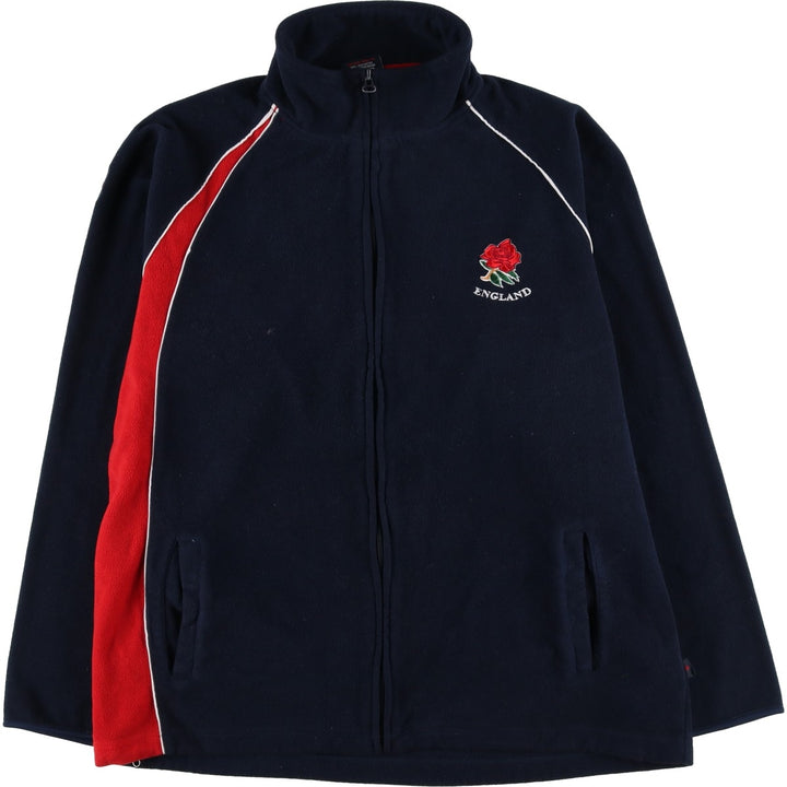 ENGLAND England National Team Floral Print Fleece Jacket Men's XXL polyester navy blue type Vintage Second Hand