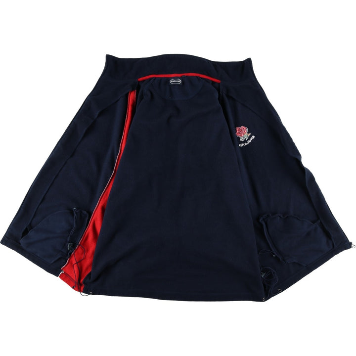 ENGLAND England National Team Floral Print Fleece Jacket Men's XXL polyester navy blue type Vintage Second Hand