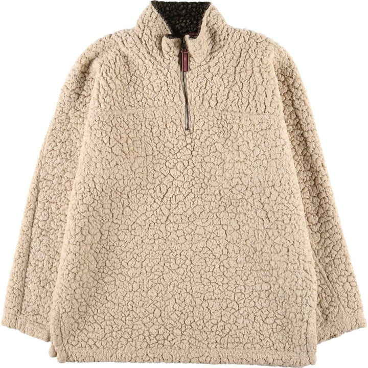 LIVE OAK BRAND Half-Zip Fleece Pullover, Men's Size L polyester ivory Vintage Second Hand