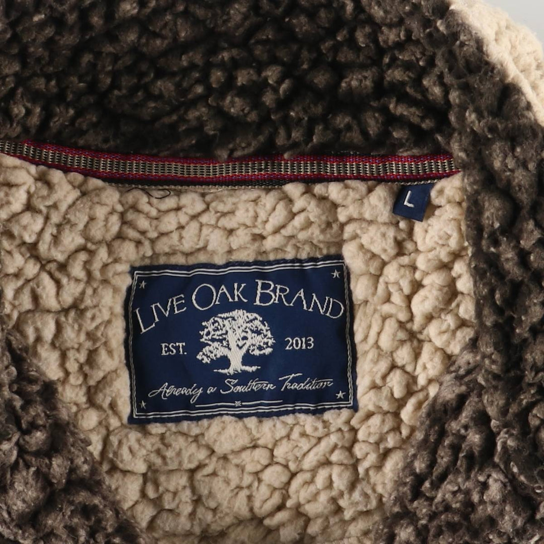 LIVE OAK BRAND Half-Zip Fleece Pullover, Men's Size L polyester ivory Vintage Second Hand