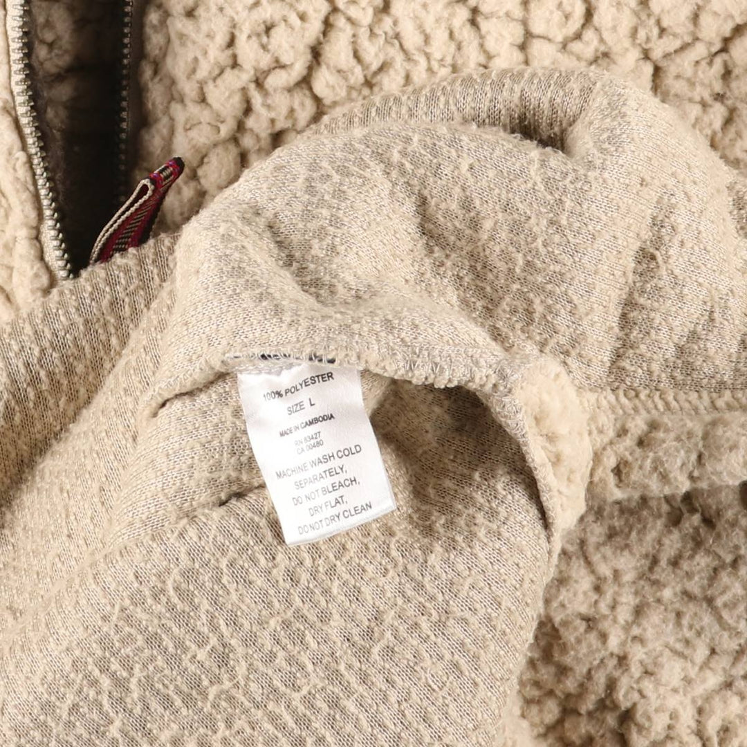 LIVE OAK BRAND Half-Zip Fleece Pullover, Men's Size L polyester ivory Vintage Second Hand