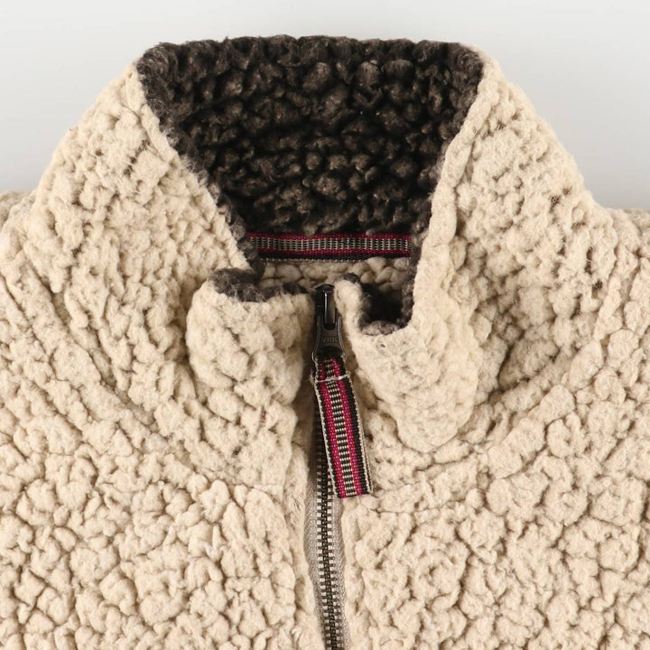 LIVE OAK BRAND Half-Zip Fleece Pullover, Men's Size L polyester ivory Vintage Second Hand