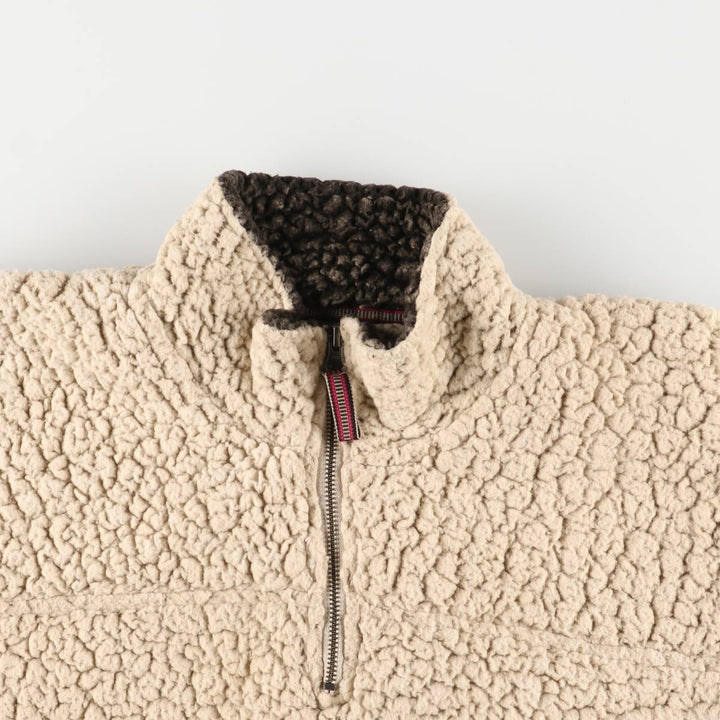 LIVE OAK BRAND Half-Zip Fleece Pullover, Men's Size L polyester ivory Vintage Second Hand