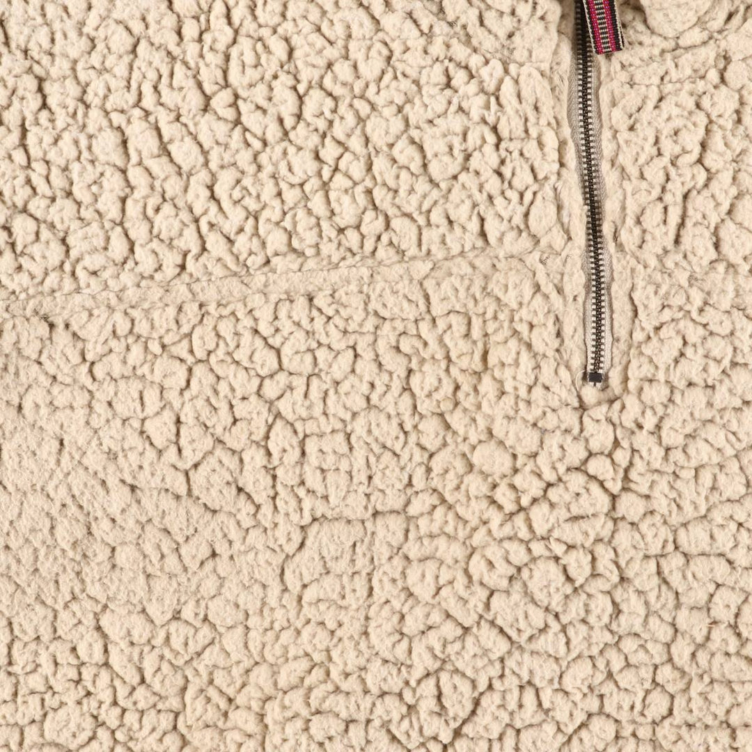 LIVE OAK BRAND Half-Zip Fleece Pullover, Men's Size L polyester ivory Vintage Second Hand