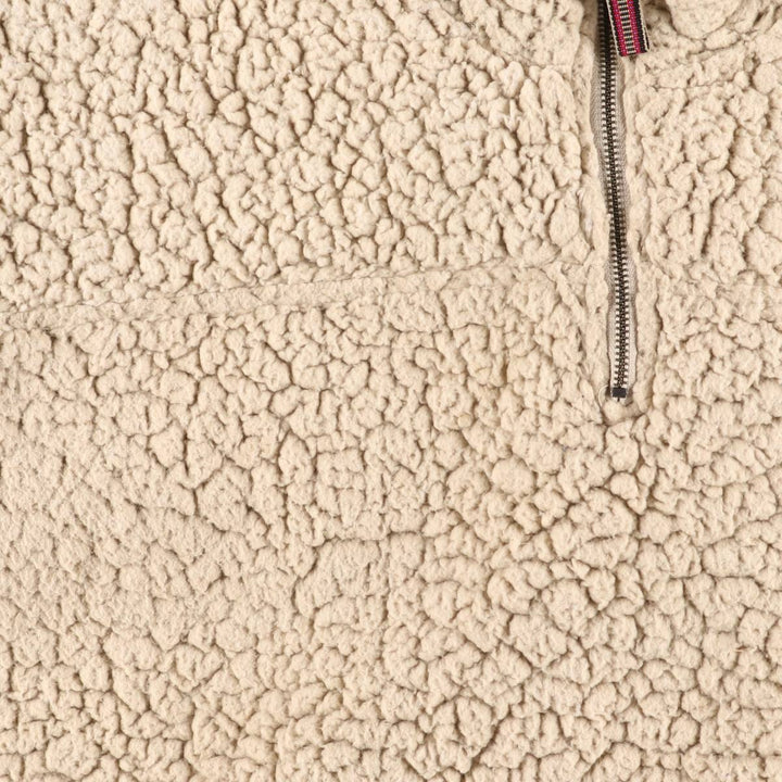 LIVE OAK BRAND Half-Zip Fleece Pullover, Men's Size L polyester ivory Vintage Second Hand