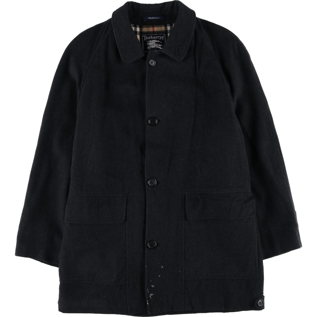 Burberry's wool half coat, size L, men's wool black type Vintage Second Hand