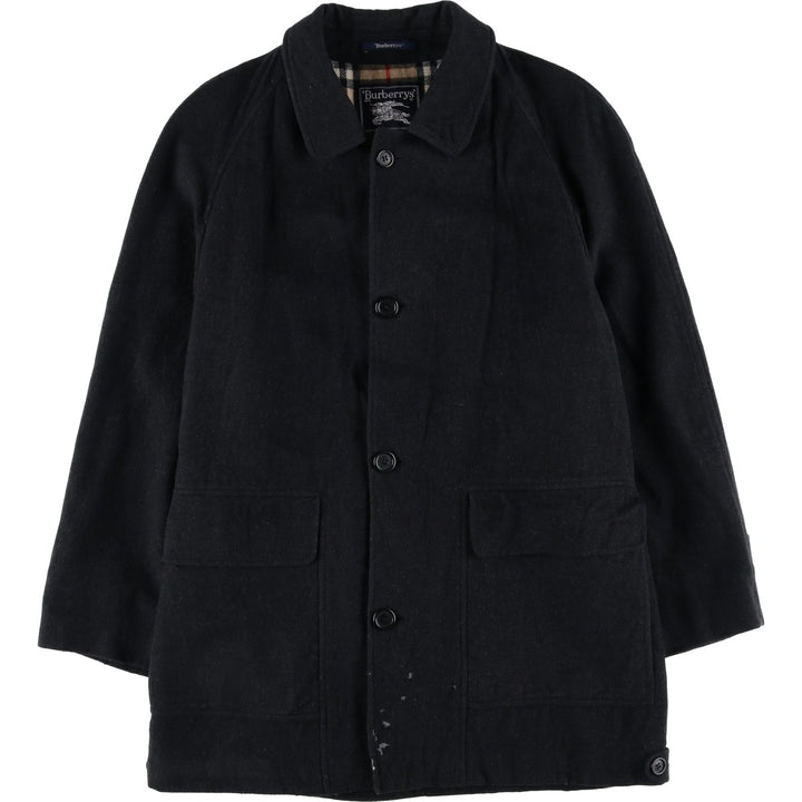 Burberry's wool half coat, size L, men's wool black type Vintage Second Hand