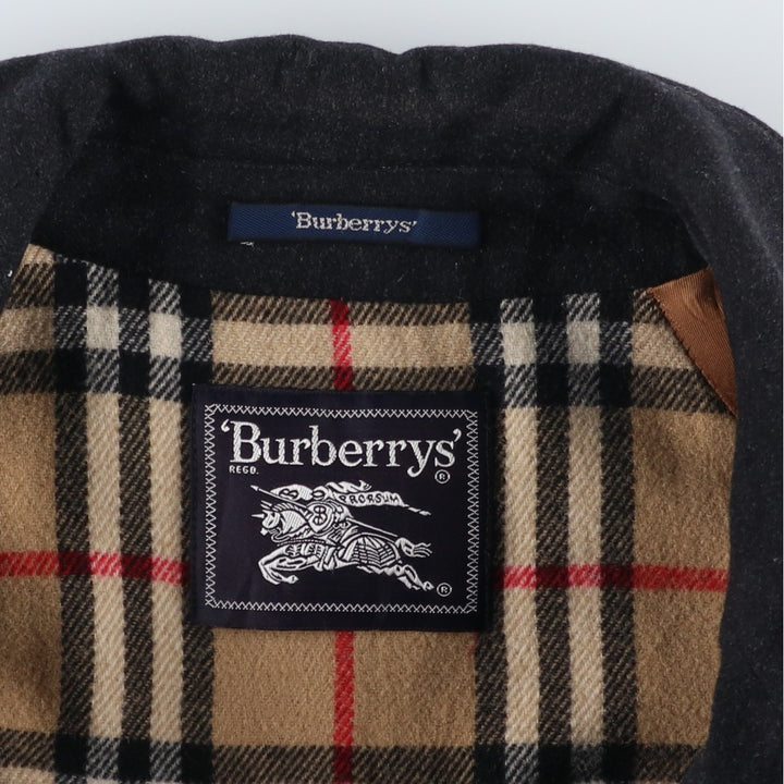 Burberry's wool half coat, size L, men's wool black type Vintage Second Hand