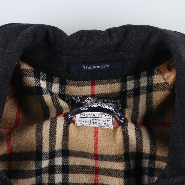 Burberry's wool half coat, size L, men's wool black type Vintage Second Hand