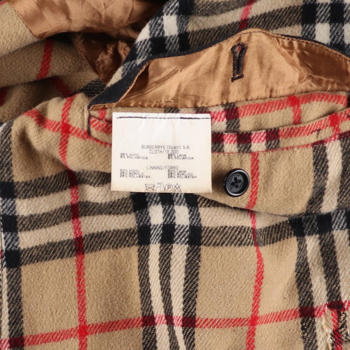 Burberry's wool half coat, size L, men's wool black type Vintage Second Hand