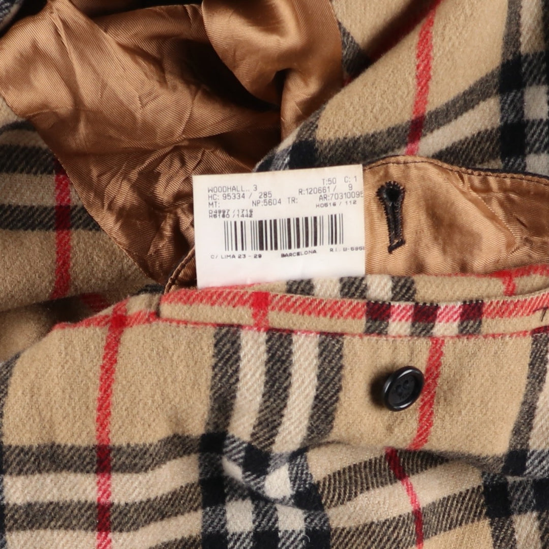 Burberry's wool half coat, size L, men's wool black type Vintage Second Hand