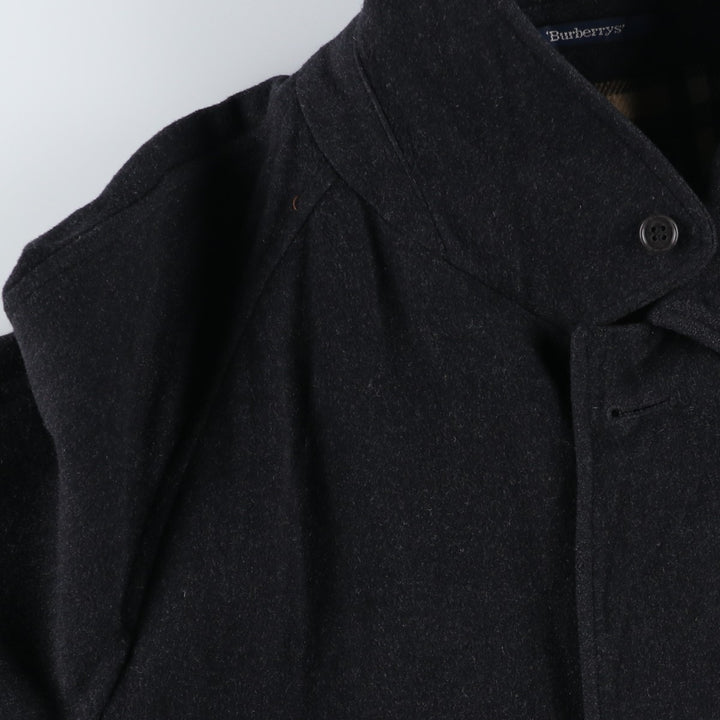 Burberry's wool half coat, size L, men's wool black type Vintage Second Hand