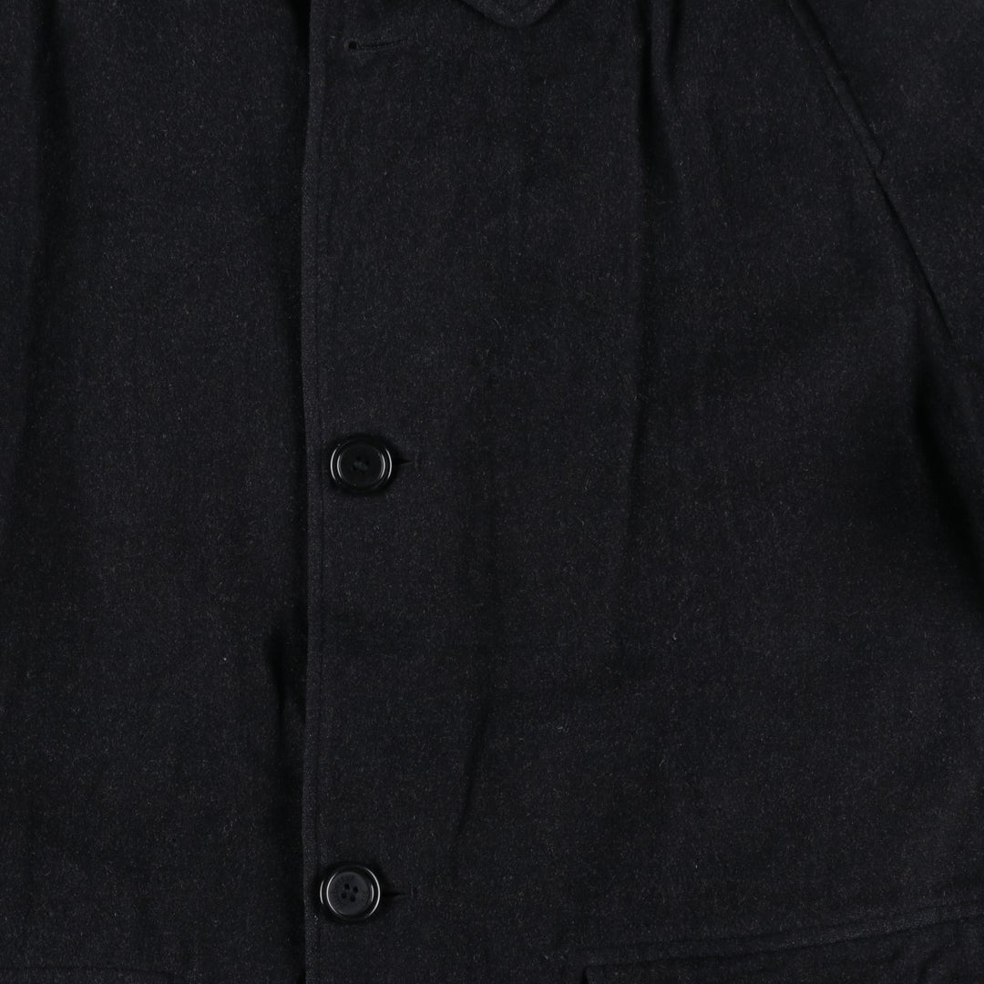 Burberry's wool half coat, size L, men's wool black type Vintage Second Hand