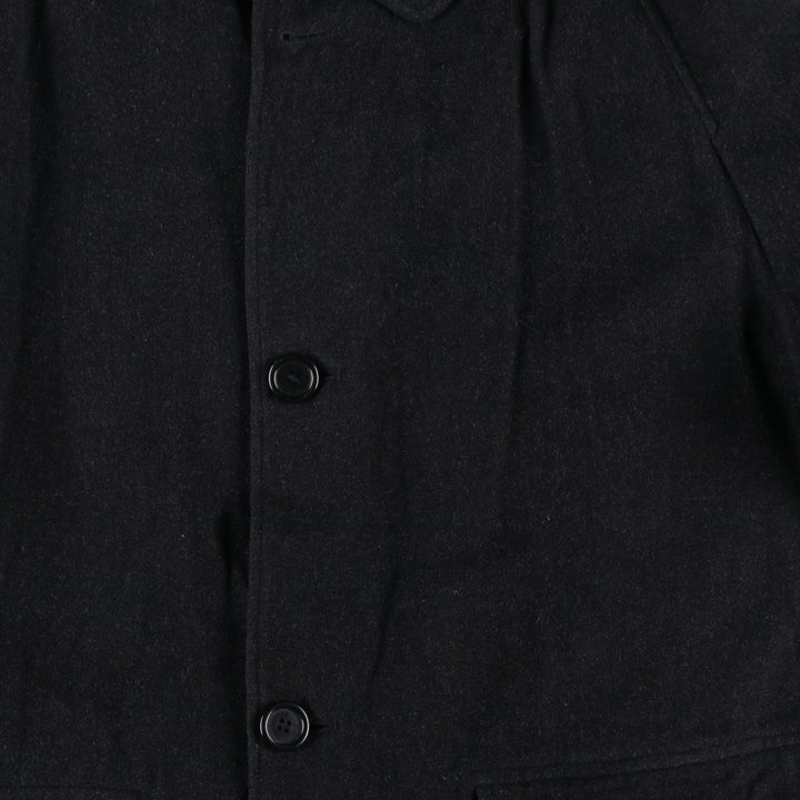 Burberry's wool half coat, size L, men's wool black type Vintage Second Hand