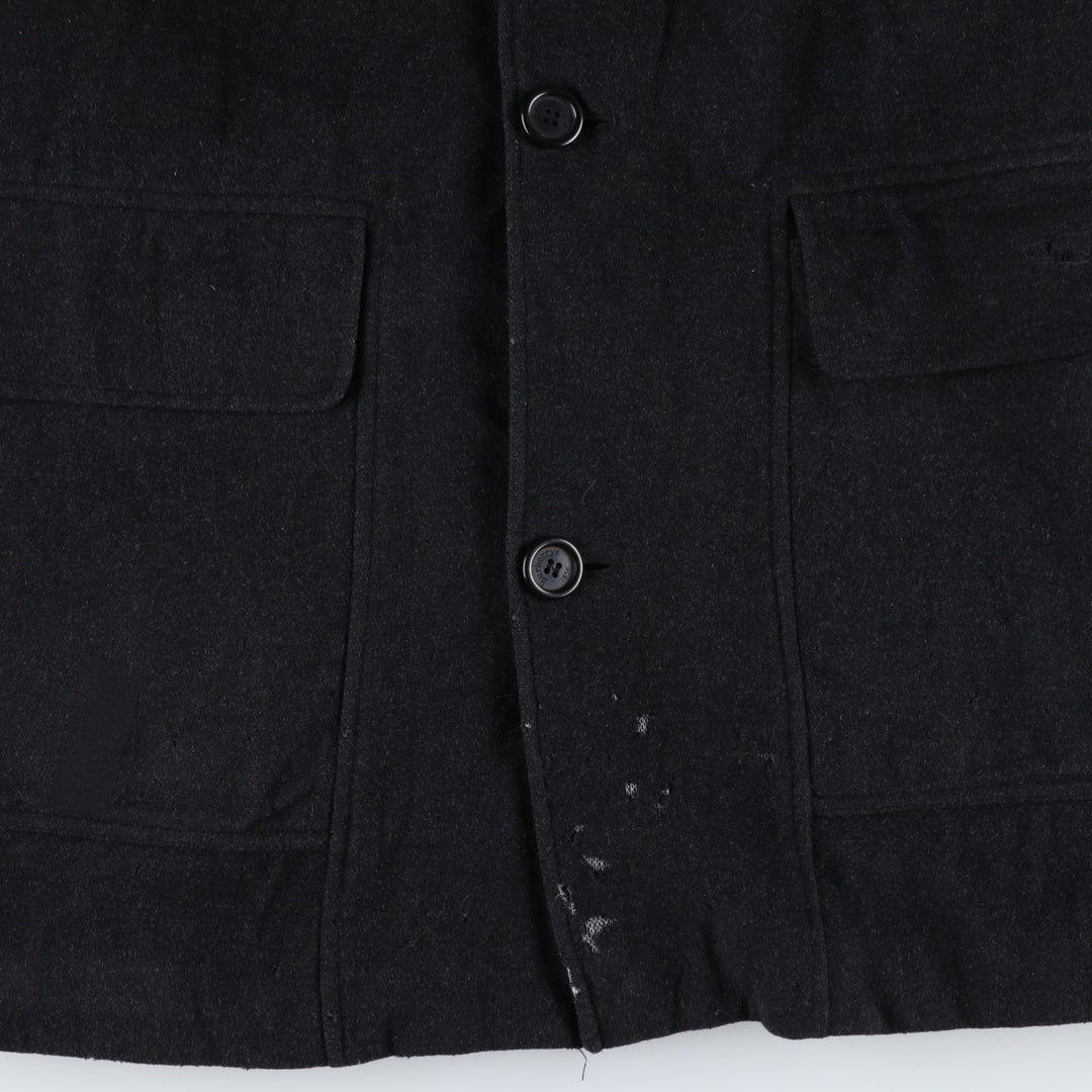 Burberry's wool half coat, size L, men's wool black type Vintage Second Hand