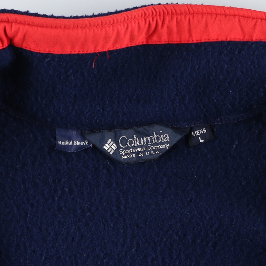 90'S Vintage Columbia Fleece Jacket, Made in USA, Men's Size L polyester navy blue type Vintage Second Hand