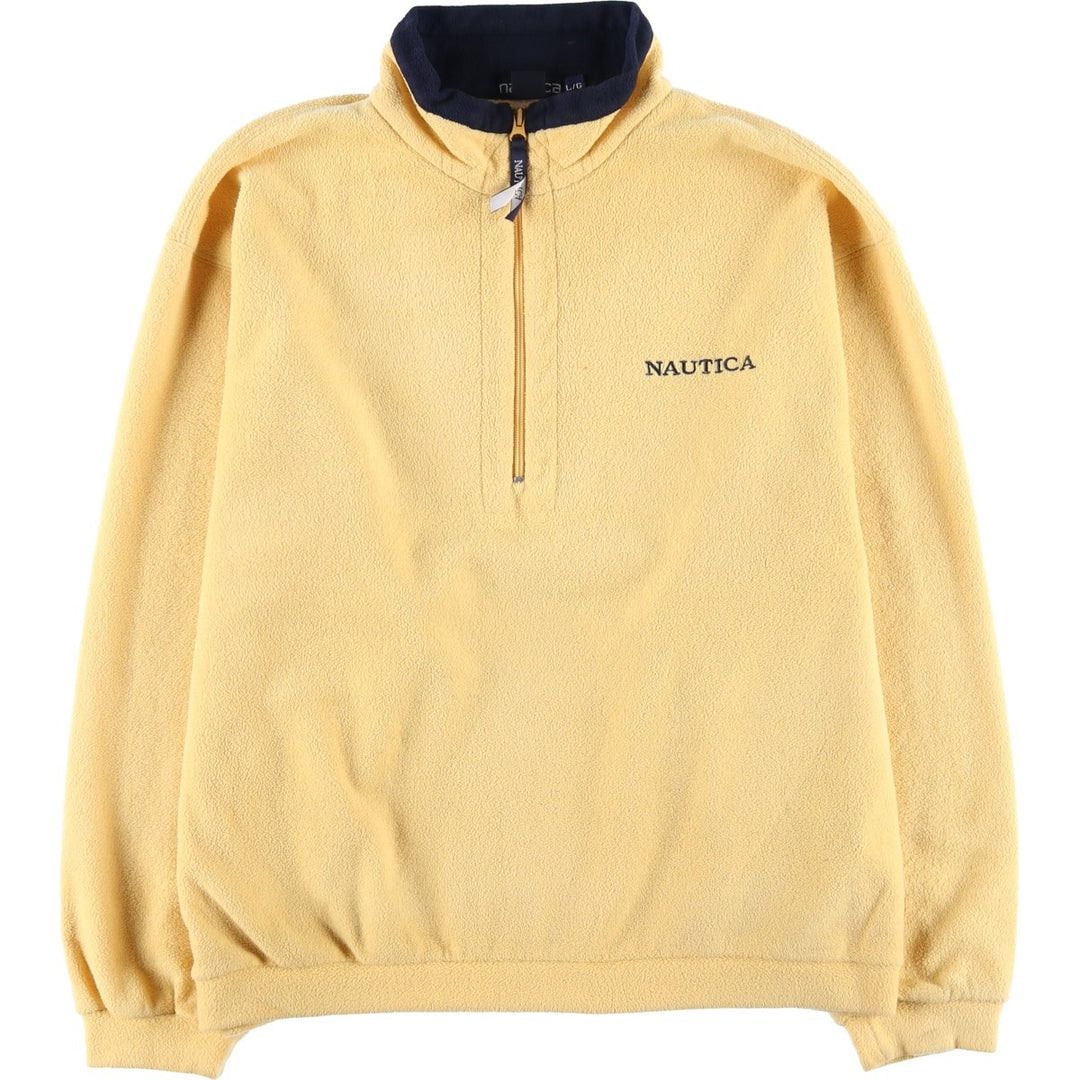 90'S Nautica Half-Zip Fleece Pullover, Men's Size L, Vintage polyester yellow type Vintage Second Hand