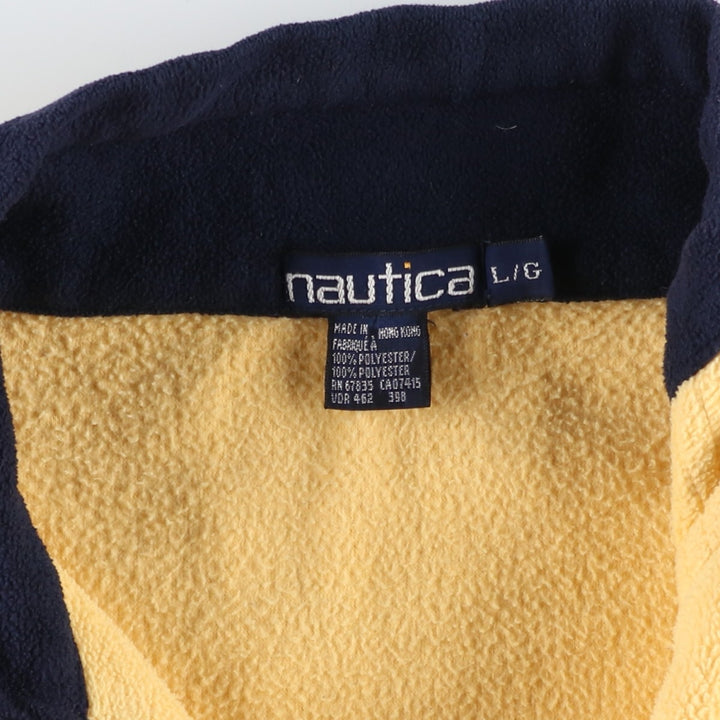 90'S Nautica Half-Zip Fleece Pullover, Men's Size L, Vintage polyester yellow type Vintage Second Hand