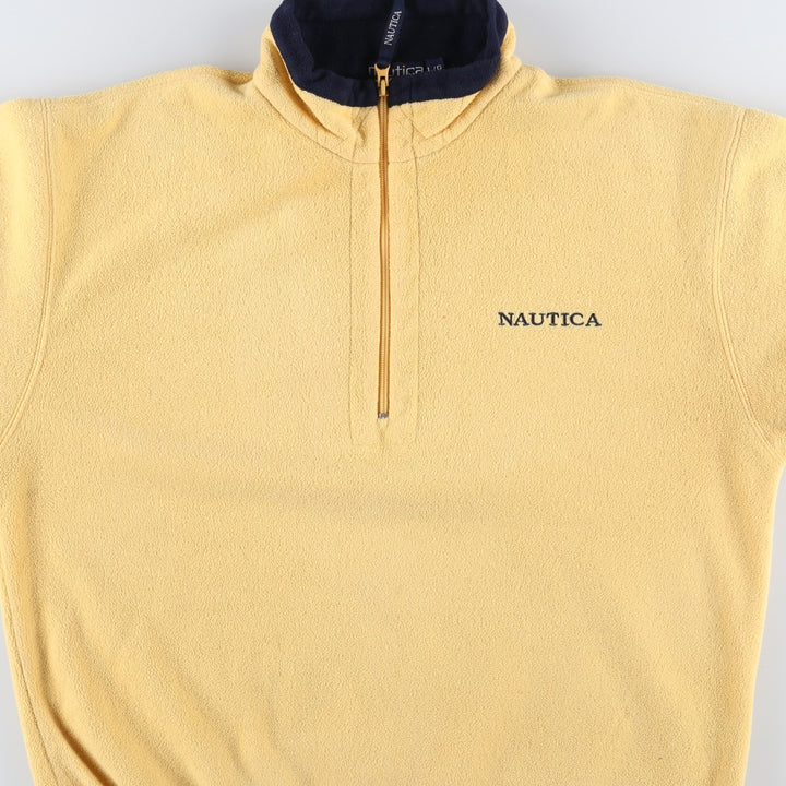 90'S Nautica Half-Zip Fleece Pullover, Men's Size L, Vintage polyester yellow type Vintage Second Hand