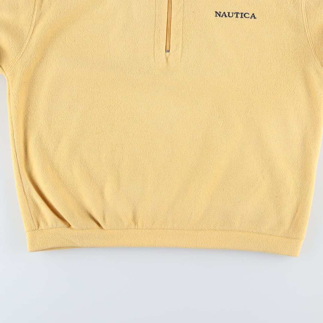 90'S Nautica Half-Zip Fleece Pullover, Men's Size L, Vintage polyester yellow type Vintage Second Hand