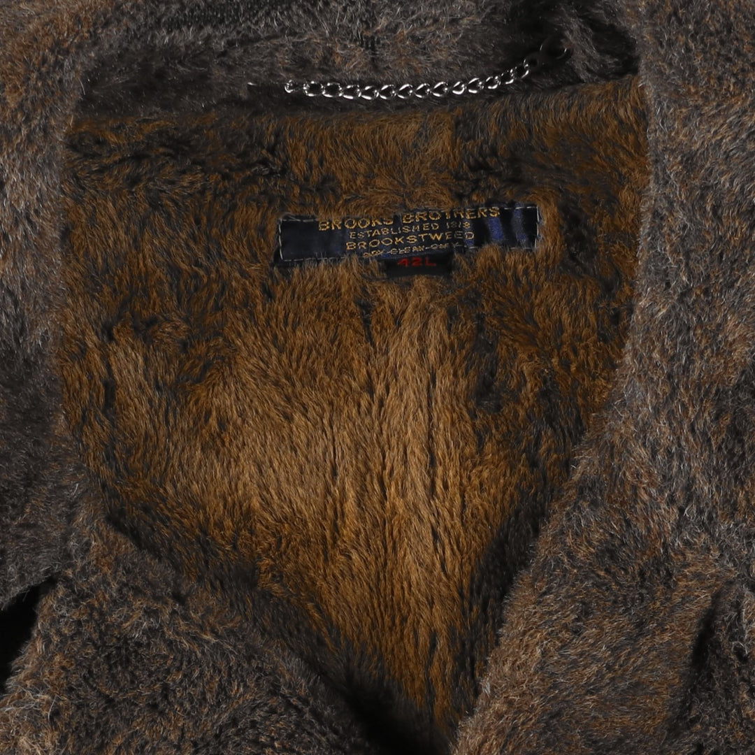 Brooks Brothers ESTABLISHED 1818 Herringbone Double-Breasted Long Coat, Men's Size L unclear gray type Vintage Second Hand