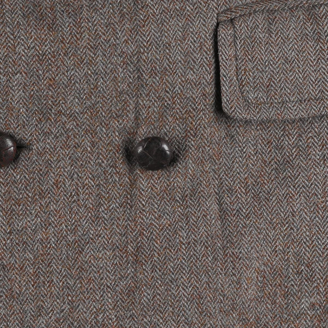 Brooks Brothers ESTABLISHED 1818 Herringbone Double-Breasted Long Coat, Men's Size L unclear gray type Vintage Second Hand