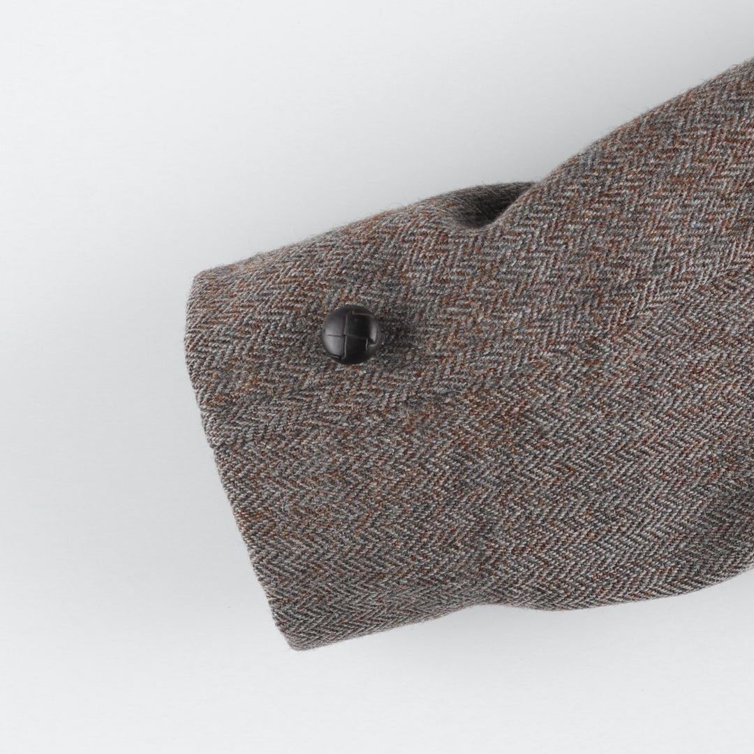 Brooks Brothers ESTABLISHED 1818 Herringbone Double-Breasted Long Coat, Men's Size L unclear gray type Vintage Second Hand