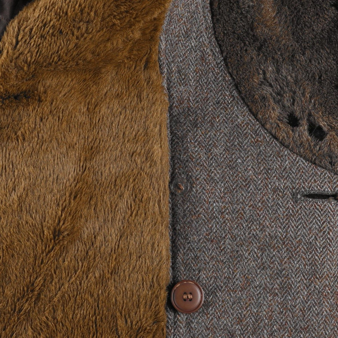 Brooks Brothers ESTABLISHED 1818 Herringbone Double-Breasted Long Coat, Men's Size L unclear gray type Vintage Second Hand