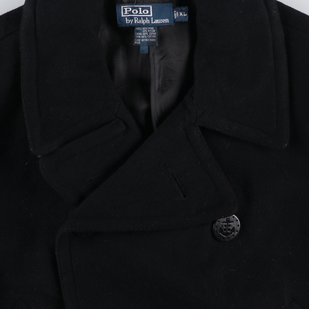 Ralph Lauren POLO by Ralph Lauren peacoat, men's size XL wool black type Vintage Second Hand