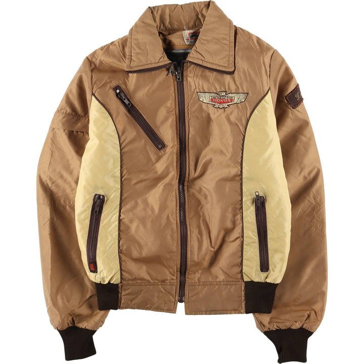 Vintage 1970'S Honda padded nylon racing jacket, made in the USA, size M, women's. Nylon brown type Vintage Second Hand