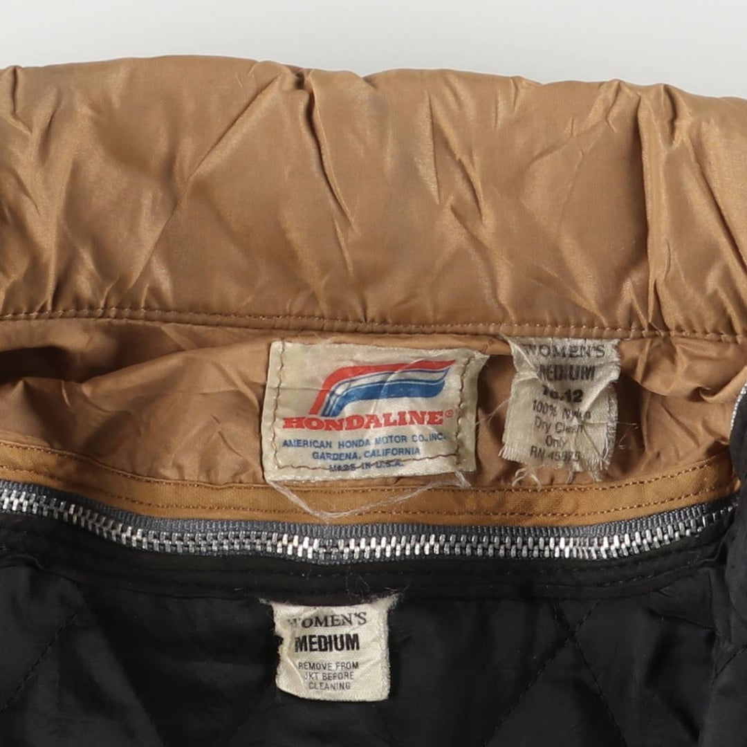 Vintage 1970'S Honda padded nylon racing jacket, made in the USA, size M, women's. Nylon brown type Vintage Second Hand