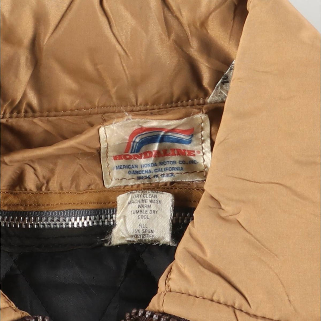Vintage 1970'S Honda padded nylon racing jacket, made in the USA, size M, women's. Nylon brown type Vintage Second Hand