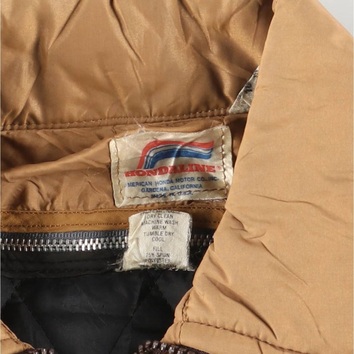 Vintage 1970'S Honda padded nylon racing jacket, made in the USA, size M, women's. Nylon brown type Vintage Second Hand