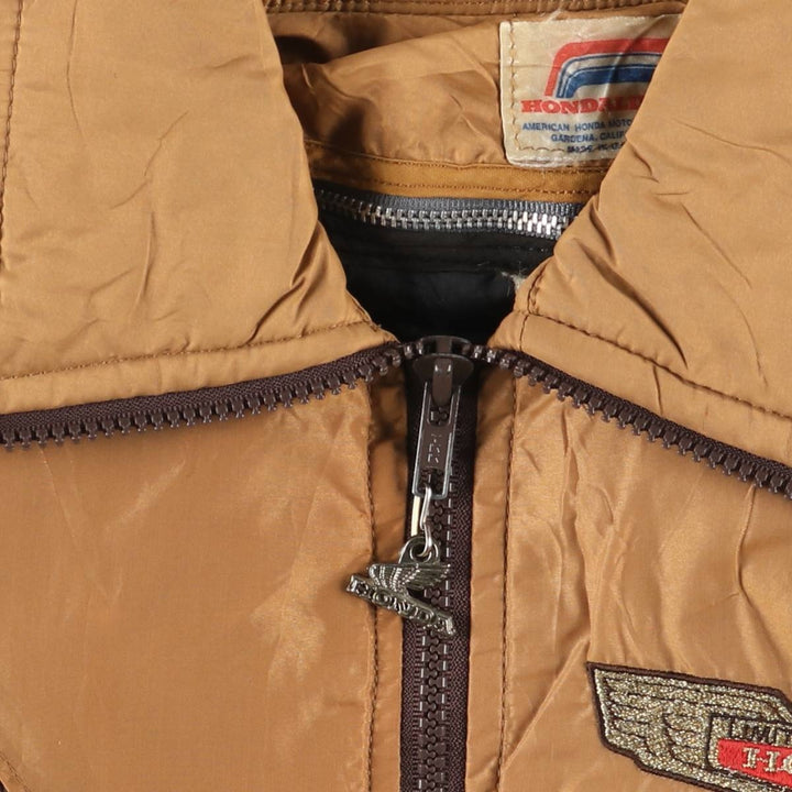 Vintage 1970'S Honda padded nylon racing jacket, made in the USA, size M, women's. Nylon brown type Vintage Second Hand