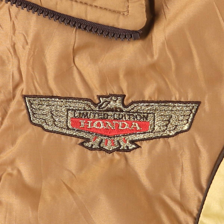 Vintage 1970'S Honda padded nylon racing jacket, made in the USA, size M, women's. Nylon brown type Vintage Second Hand