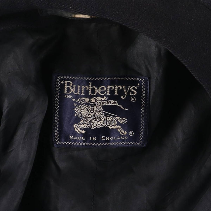 Burberry's Balmacaan Coat, Made in England, Men's XL Size wool navy blue type Vintage Second Hand