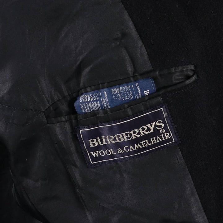Burberry's Balmacaan Coat, Made in England, Men's XL Size wool navy blue type Vintage Second Hand