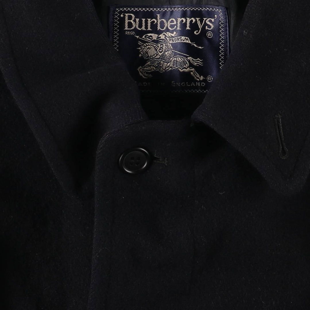 Burberry's Balmacaan Coat, Made in England, Men's XL Size wool navy blue type Vintage Second Hand