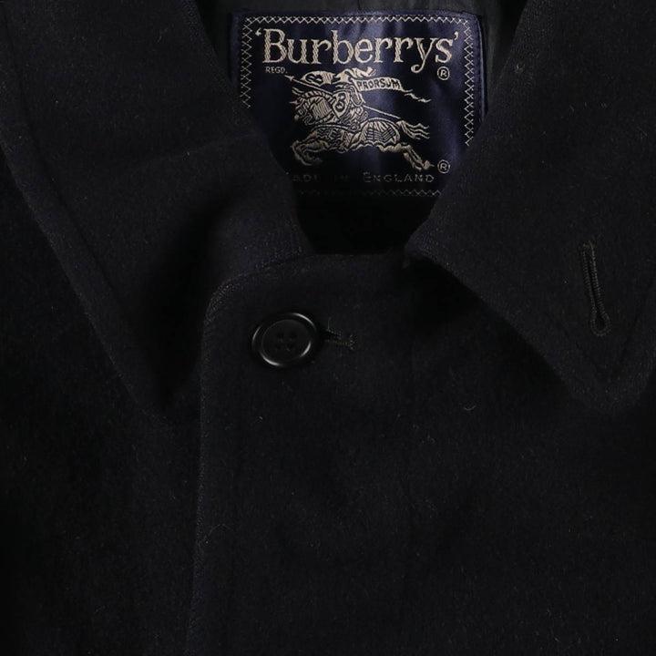 Burberry's Balmacaan Coat, Made in England, Men's XL Size wool navy blue type Vintage Second Hand