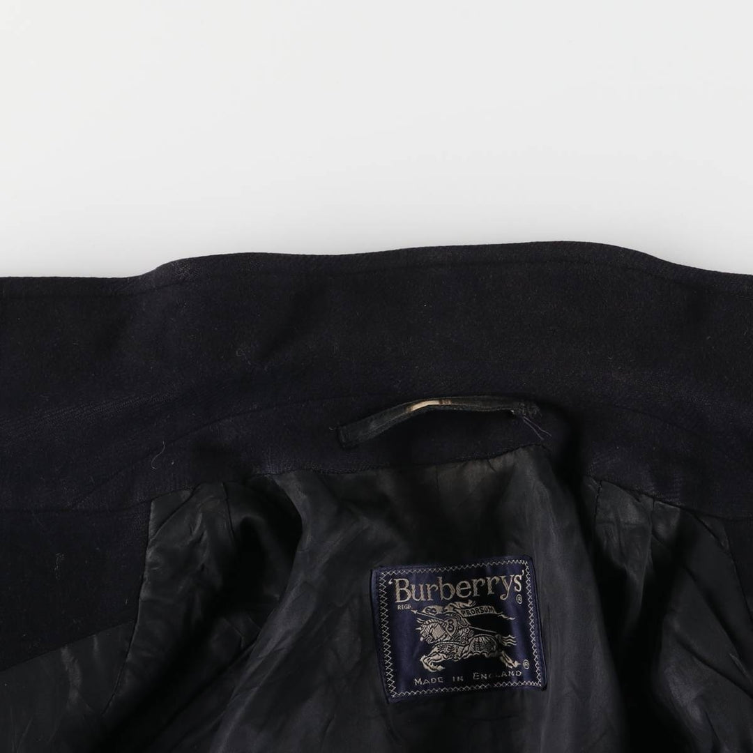 Burberry's Balmacaan Coat, Made in England, Men's XL Size wool navy blue type Vintage Second Hand